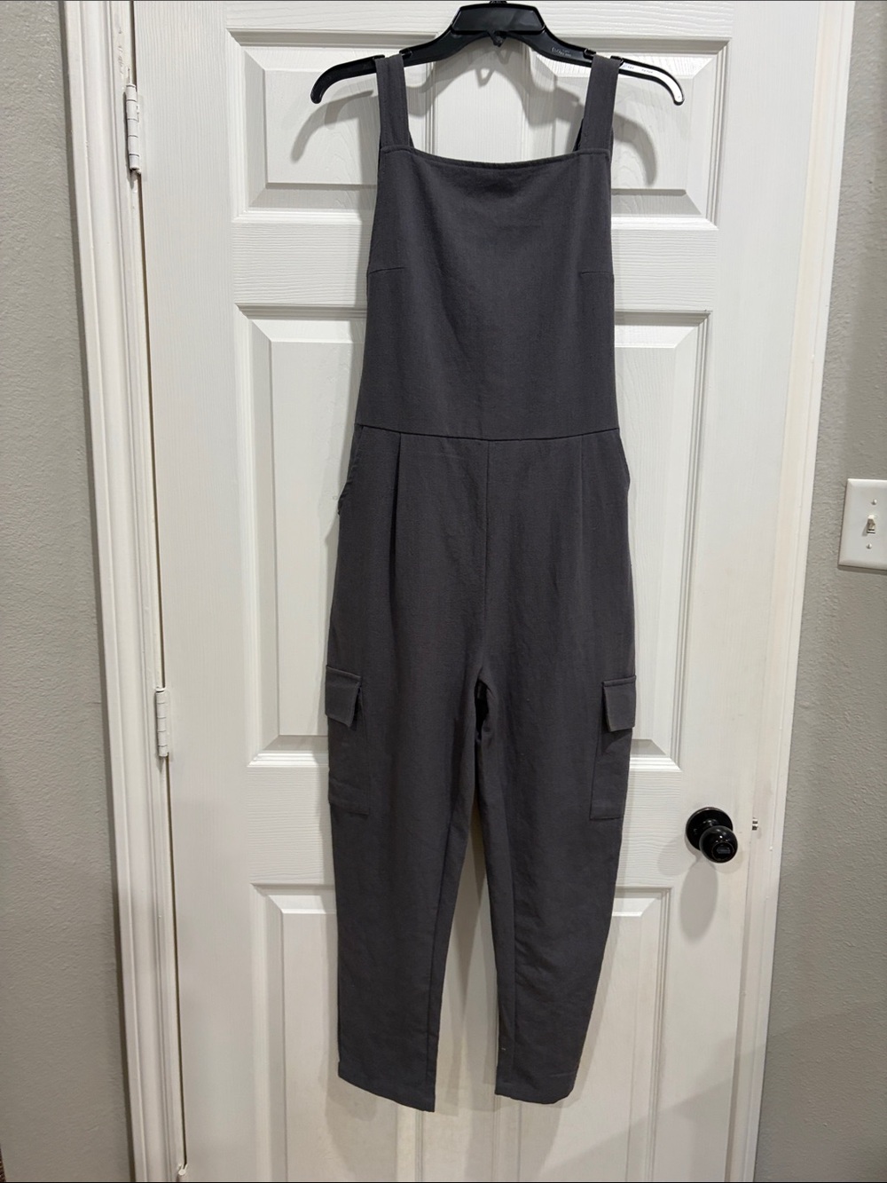 Final Touch Dark Gray Utility Cargo Jumpsuit - Boutique
